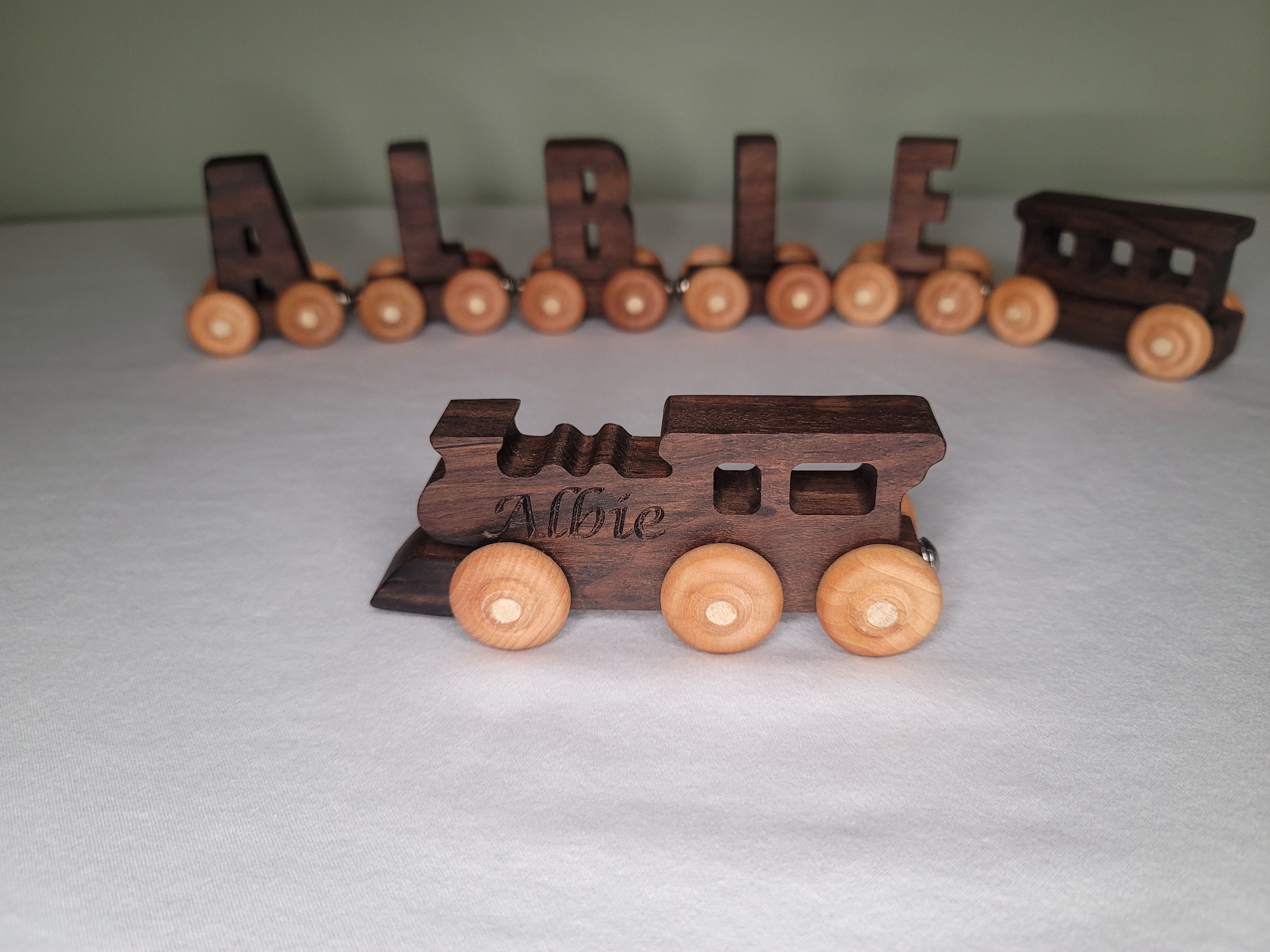 Custom Name Wooden Train Set